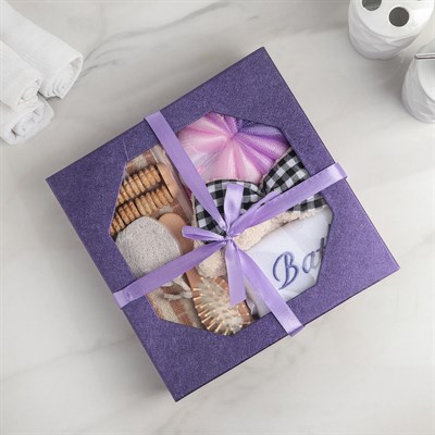 Набор банный, 7 предметов: 3 мочалки, повязка на голову, расчёска, массажёр, пемза, цвет МИКС - фото 2061001