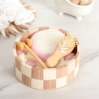 Набор банный, 4 предмета: 2 мочалки, массажёр, расчёска, цвет МИКС - фото 2061021