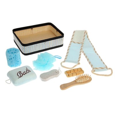 Набор банный, 7 предметов: 4 мочалки, расчёска, пемза, массажёр, цвет МИКС - фото 2061034