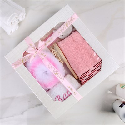 Набор банный, 6 предметов: 3 мочалки, полотенце, пемза, расчёска, цвет МИКС - фото 2061094