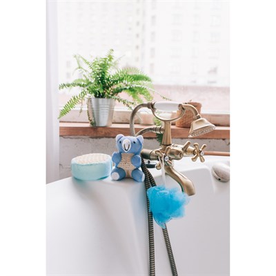 Набор банный 3 предмета: игрушка-мочалка, губка, мочалка, цвет синий - фото 2061120