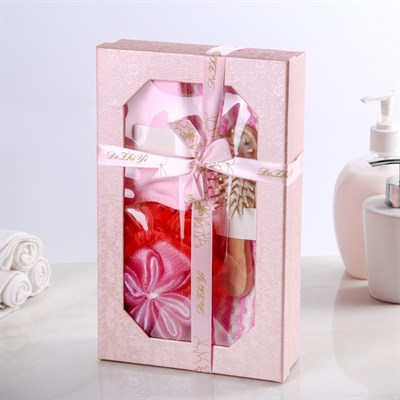 Набор банный, 4 предмета: 2 мочалки, полотенце, расчёска - фото 2061160