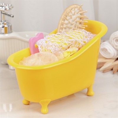 Набор банный, 4 предмета: расчёска, мочалка, разделитель для педикюра, шапочка для душа, цвет МИКС - фото 2061175