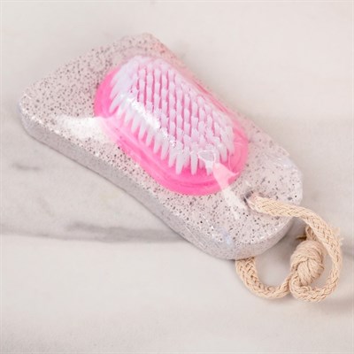 Набор банный, 4 предмета: полотенце, расчёска, пемза, мочалка, цвет МИКС - фото 2061198