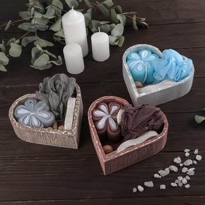 Набор банный, 4 предмета: 2 мочалки, массажёр, пемза, цвет МИКС - фото 2061258