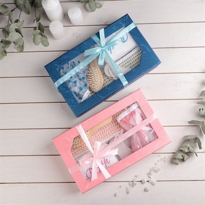 Набор банный, 5 предметов: 2 мочалки, пемза, расчёска, шапочка для душа, цвет МИКС - фото 2061265