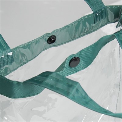 Косметичка ПВХ, отдел на кнопке, 2 ручки, цвет зелёный - фото 2061285