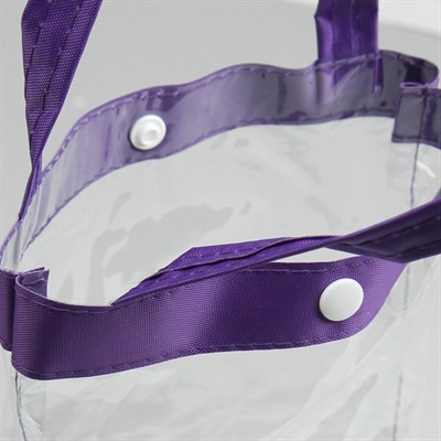 Косметичка ПВХ, отдел на кнопке, 2 ручки, цвет фиолетовый - фото 2061288