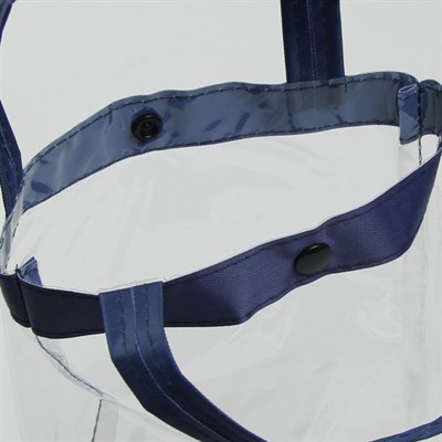 Косметичка ПВХ, отдел на кнопке, 2 ручки, цвет синий - фото 2061290