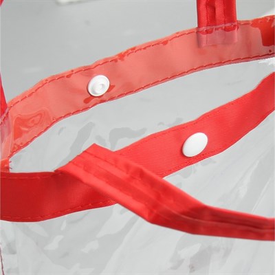 Косметичка ПВХ, отдел на кнопке, 2 ручки, цвет красный - фото 2061296