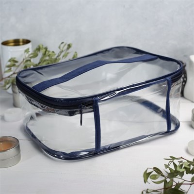 Косметичка ПВХ, отдел на молнии, цвет синий - фото 2061306