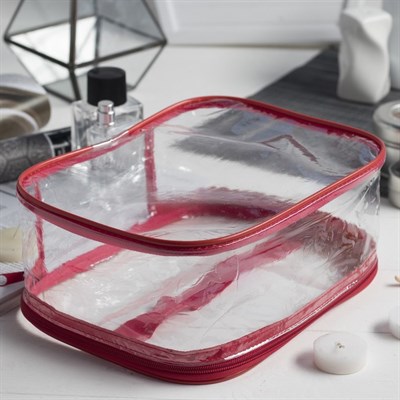 Косметичка ПВХ, отдел на молнии, цвет красный - фото 2061309