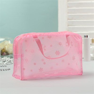 Косметичка ПВХ, отдел на молнии, 2 ручки, цвет розовый - фото 2061354