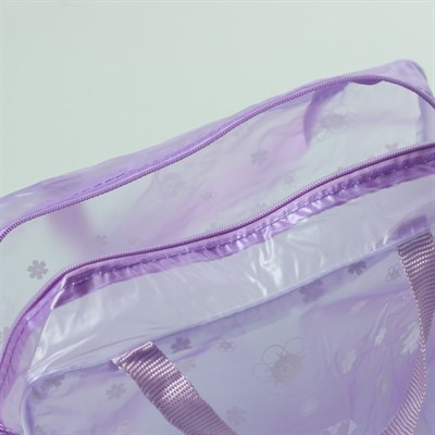 Косметичка ПВХ, отдел на молнии, 2 ручки, цвет сиреневый - фото 2061358