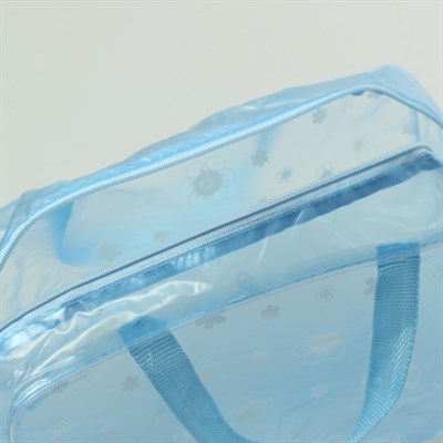 Косметичка ПВХ, отдел на молнии, 2 ручки, цвет голубой - фото 2061364