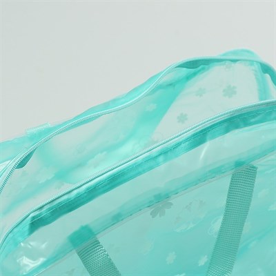 Косметичка ПВХ, отдел на молнии, 2 ручки, цвет зелёный - фото 2061367