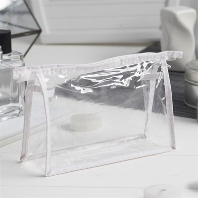 Косметичка ПВХ, отдел на молнии, цвет белый - фото 2061375