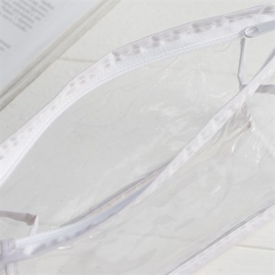 Косметичка ПВХ, отдел на молнии, цвет белый - фото 2061376