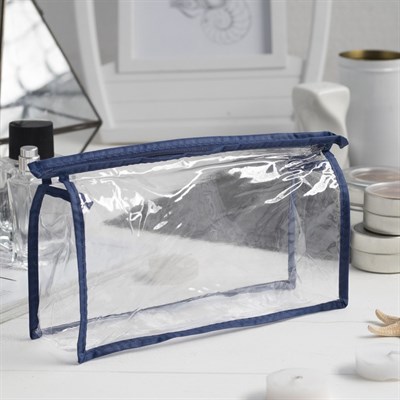 Косметичка ПВХ, отдел на молнии, цвет синий - фото 2061381