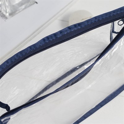 Косметичка ПВХ, отдел на молнии, цвет синий - фото 2061382