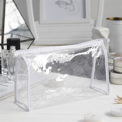 Косметичка ПВХ, отдел на молнии, цвет белый - фото 2061384