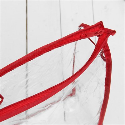 Косметичка ПВХ, отдел на молнии, цвет красный - фото 2061393