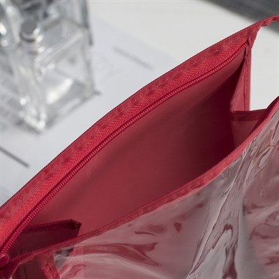 Косметичка ПВХ, отдел на молнии, цвет красный - фото 2061400