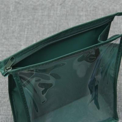 Косметичка ПВХ, отдел на молнии, цвет зелёный - фото 2061406
