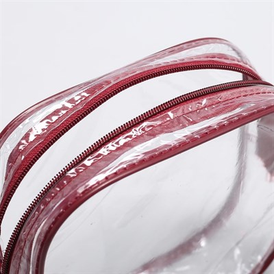 Косметичка ПВХ, отдел на молнии, цвет бордовый - фото 2061422