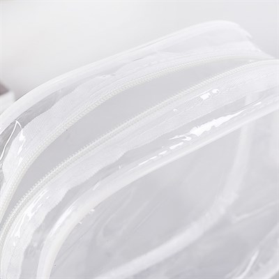 Косметичка ПВХ, отдел на молнии, цвет белый - фото 2061424