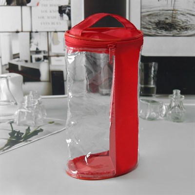 Косметичка ПВХ, отдел на молнии, с ручкой, цвет красный - фото 2061426