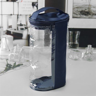 Косметичка ПВХ, отдел на молнии, с ручкой, цвет синий - фото 2061429