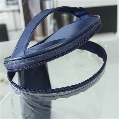 Косметичка ПВХ, отдел на молнии, с ручкой, цвет синий - фото 2061430