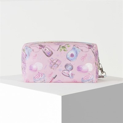 Косметичка, отдел на молнии, с ручкой, цвет розовый - фото 2061449