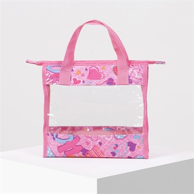 Косметичка ПВХ, отдел на молнии, 2 ручки, цвет розовый - фото 2061489