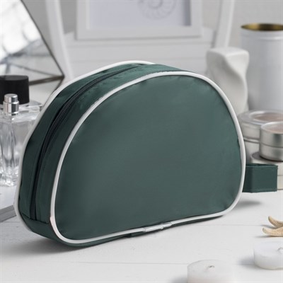 Косметичка ПВХ, отдел на молнии, с ручкой, цвет зелёный - фото 2061495
