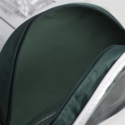 Косметичка ПВХ, отдел на молнии, с ручкой, цвет зелёный - фото 2061496