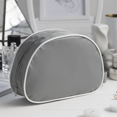 Косметичка ПВХ, отдел на молнии, с ручкой, цвет серый - фото 2061498