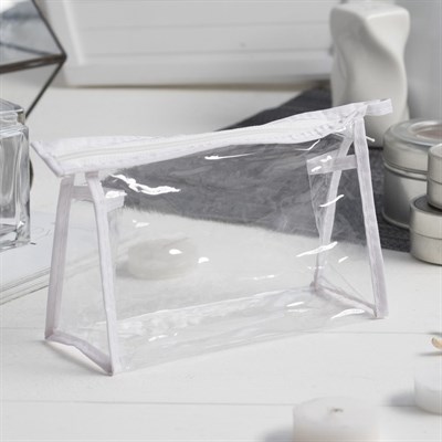 Косметичка ПВХ, отдел на молнии, цвет белый - фото 2061516