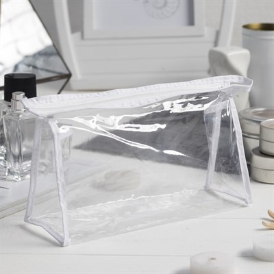 Косметичка ПВХ, отдел на молнии, цвет белый - фото 2061522