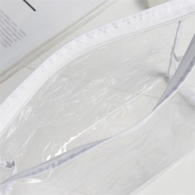 Косметичка ПВХ, отдел на молнии, цвет белый - фото 2061523