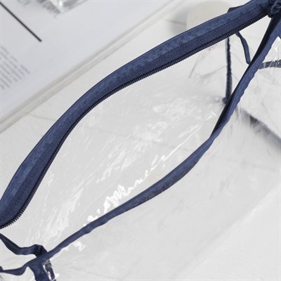 Косметичка ПВХ, отдел на молнии, цвет синий - фото 2061526