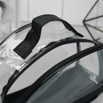 Косметичка ПВХ, отдел на молнии, с ручкой, цвет чёрный - фото 2061536