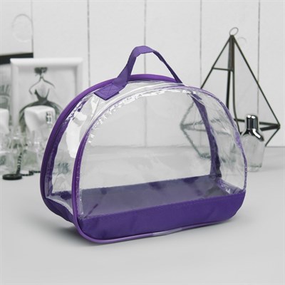 Косметичка ПВХ, отдел на молнии, с ручкой, цвет фиолетовый - фото 2061541