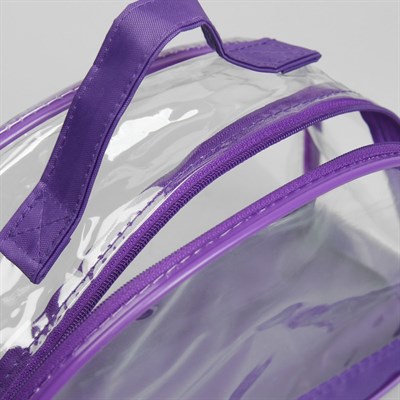 Косметичка ПВХ, отдел на молнии, с ручкой, цвет фиолетовый - фото 2061542