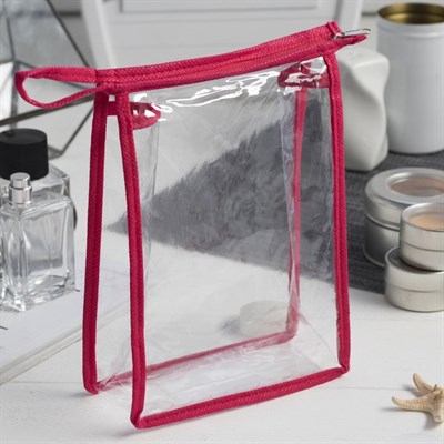 Косметичка ПВХ, отдел на молнии, цвет красный - фото 2061565