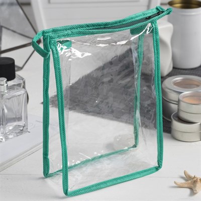 Косметичка ПВХ, отдел на молнии, цвет зелёный - фото 2061568