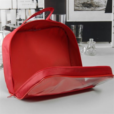 Косметичка ПВХ, отдел на молнии, с ручкой, цвет красный - фото 2061591