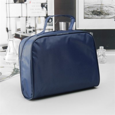 Косметичка ПВХ, отдел на молнии, с ручкой, цвет синий - фото 2061593