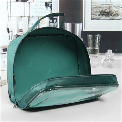 Косметичка ПВХ, отдел на молнии, с ручкой, цвет зелёный - фото 2061597